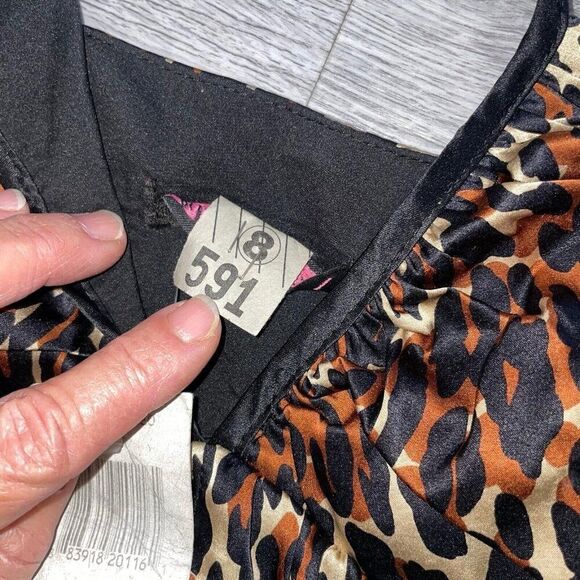 Vtg Betsey Johnson Black Label Women’s 10 Animal Print Dress Silk Mini Y2K NWT - Picture 6 of 16